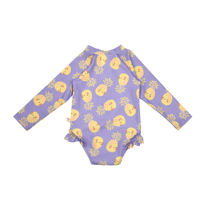 Baby/Toddler Girls Rash Guard One Piece Ruffled Swimsuit - Pineapple
