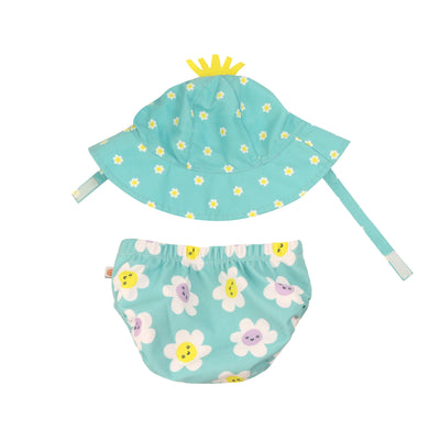 Baby/Toddler Swim Diaper & Sun Hat Set - Daisy